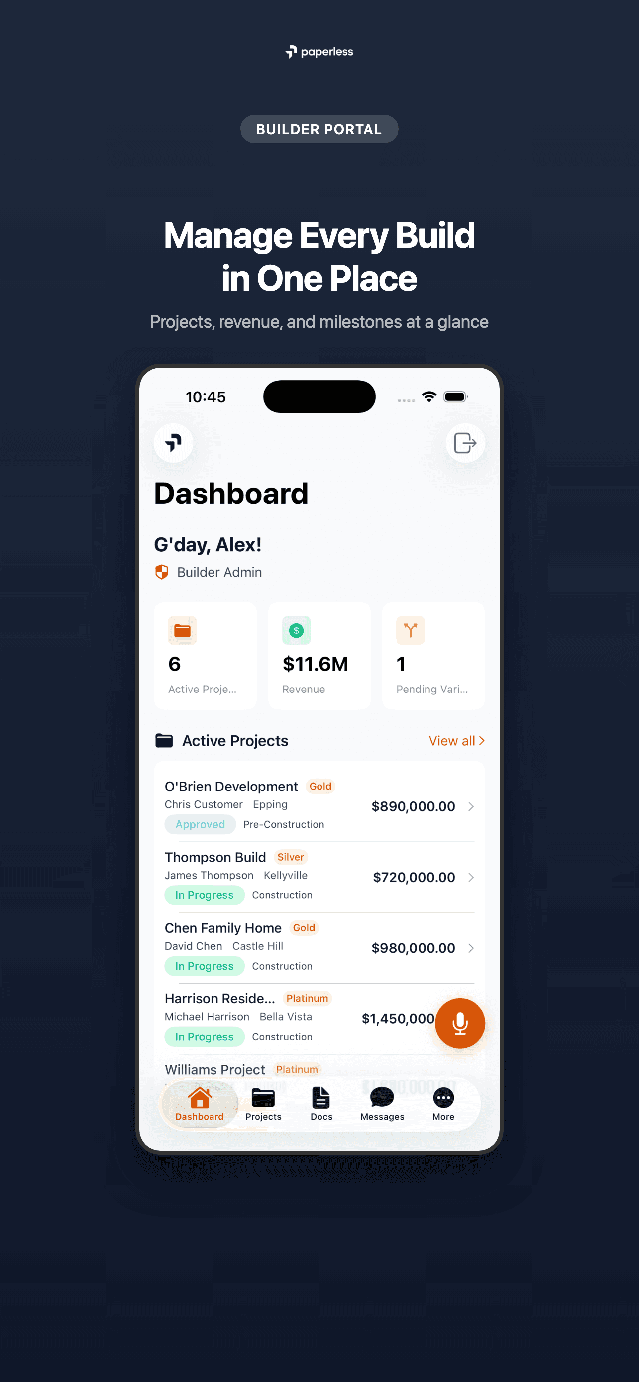 Build Paperless mobile app dashboard